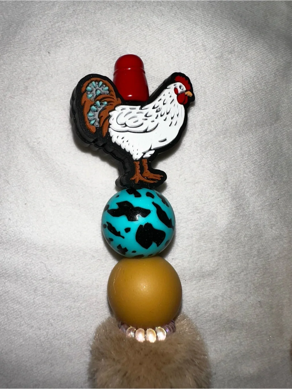 Red Novelty Chicken Bead Top Pens - Set of 2
